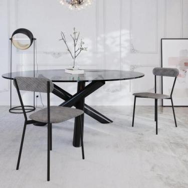 Imagem de Cadeira de Jantar Avulsa Vintage Emília com Estrutura Preta - Metalig