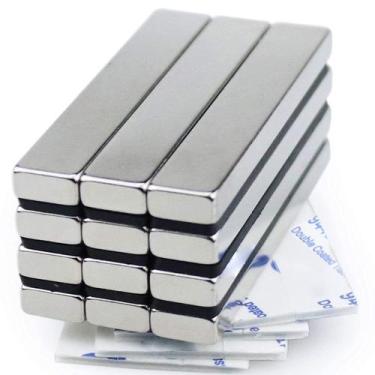 Imagem de Ímãs de barra MIKEDE Neodímio 60x10x5 mm com adesivo, pacote com 12