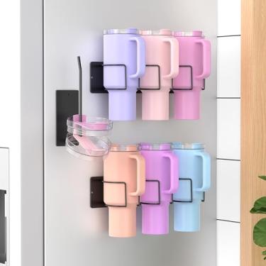 Imagem de Hleelomi Suporte magnético Stanley para geladeira, organizador de garrafa de água para Stanley 1,134 g com suporte para tampa de copo, preto