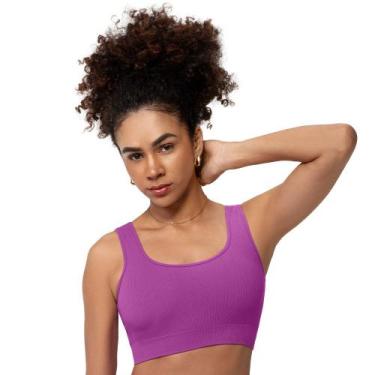 Imagem de Top Fitness Efeito Ribana com Bojo removível sem Costura Ágata Magenta