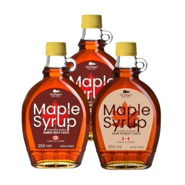 Imagem de Maple Syrup 100% Puro Stuttgart - 2 Tradicionais + 1 Escuro Dark Robust Taste (3 x 250ml)
