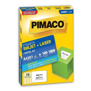 Imagem de Etiqueta inkjet/laser A4361 com 100 folhas Pimaco