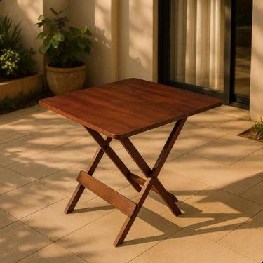 Imagem de Mesa Dobrável Bar Restaurante 70x70 Madeira Maciça - Spacoshop, Imbuia