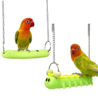 Imagem de Brinquedo giratório de pendurar para gaiola de pássaros, lindos brinquedos de balanço em forma de lagarta para papagaios, plataforma divertida, poleiro para periquitas, conure, calopsita, decoração de