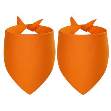 Imagem de Agroon Bandanas para cães em branco laranja GG 2 peças, cachecol de algodão sólido DIY, lenço de babador reversível triangular durável para filhotes, presente personalizado de aniversário/festa