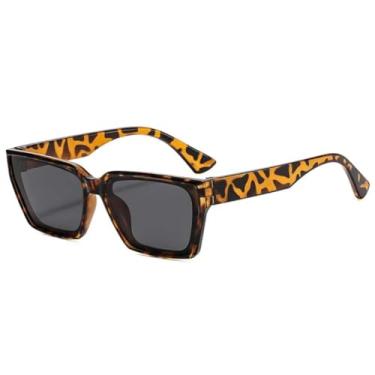 Imagem de Óculos de sol clássicos masculinos, moda vintage, tendência feminina, luxo, punk, armação grande, óculos de sol UV400 (leopardo-preto)