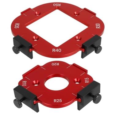 Imagem de LZVXTYM Modelo de raio de canto do roteador, gabarito de raio de canto redondo 4 em 1, modelos de roteador de liga de alumínio para marcenaria, ângulo de precisão R10/R15/R20/R25/R30/R35/R40/R50 guia