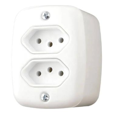 Imagem de Tomada Dupla Sobrepor Sistema X 20A Com Caixa Externa Pluzie