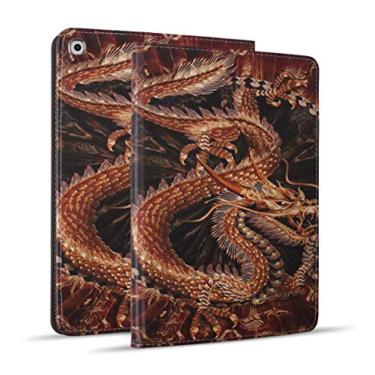 Imagem de Novo iPad 10,2 polegadas (2019), capa de couro protetor para iPad 7ª geração 10,2 polegadas, suporte ajustável, capa inteligente para despertar e dormir automática para iPad 10,2 polegadas (2019) - Verso bíblico citações Jeremiah 29: 11, Gold Dragon