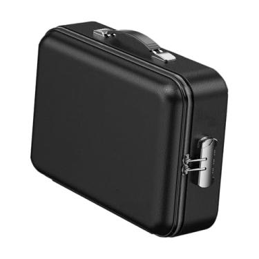 Imagem de harayaa Caixa de documentos à prova de fogo, capa rígida, bolsa de dinheiro, à prova d'água, organizador de arquivos com trava para documentos importantes