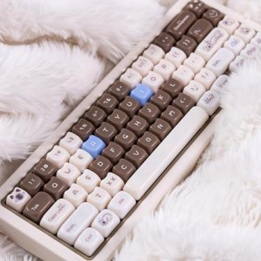 Imagem de 148 teclas gato marrom bonito perfil MOA conjunto de teclas para teclados mecânicos Cherry MX Gateron
