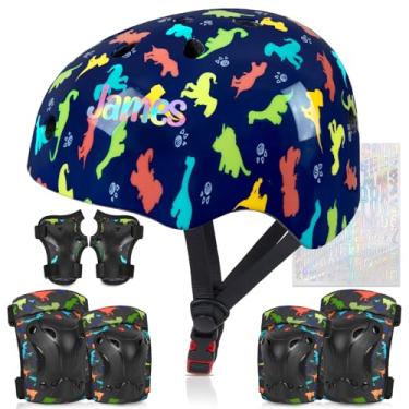 Imagem de Capacete infantil, capacete de bicicleta infantil com adesivos faça você mesmo, conjunto de joelheiras e cotoveleiras de unicórnio ajustável para meninas de 3 a 5 a 8 anos adequado para patins