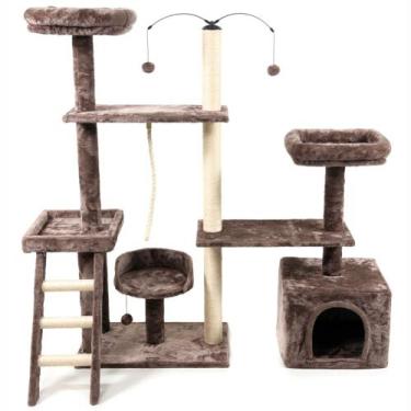 Imagem de Arranhador de gato grande, luxuoso, ajustável, multifuncional com casa