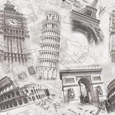 Imagem de Papel de parede Adesivo Paris Torre Eiffel Roma Coliseu Londres Bigben