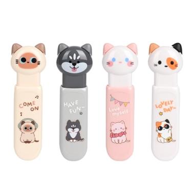 Imagem de PANDENNER Fita corretiva, mini caneta de fita de correção retrátil, com aplicador estético de gato fofo, para material de escritório de volta às aulas.