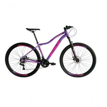 Imagem de Bicicleta Aro 29 Ksx Sd7 Feminina 21v Cabos Internos Alumínio Freios A Disco Garfo Suspensão Lilas Rosa Tamanho 17