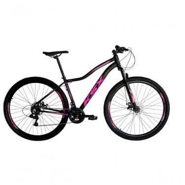 Imagem de Bicicleta Aro 29 Ksx Sd7 Feminina 21v Cabos Internos Alumínio Freios A Disco Garfo Suspensão Preto Rosa Violeta Tamanho 17