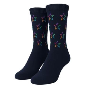Imagem de Meia Feminina Cano Longo Street Selene, 34 a 39, Preto estrela