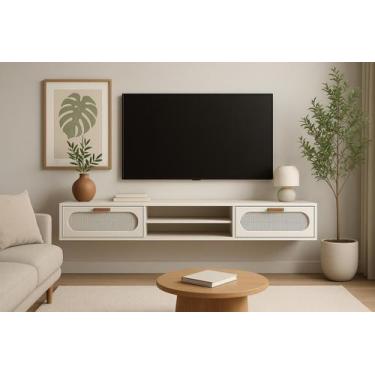 Imagem de Rack Suspenso Santorini Moderno 180cm 2 Gavetas - Loncie, Off White