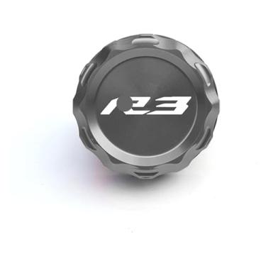 Imagem de BYYINGSUS Acessórios de motocicleta Peças universais Personalidade Tampa decorativa de tanque de óleo de freio traseiro compatível com Y&AMAHA YZF R1 R3 R6 (titânio R3)
