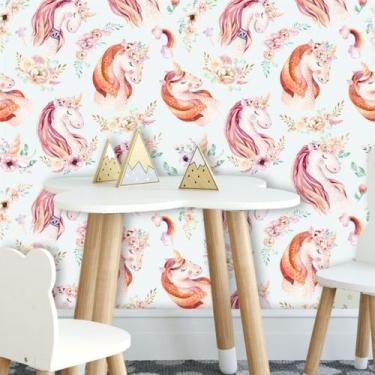 Imagem de Papel de Parede Unicórnio Encantado Cute - Inove Papéis de Parede 