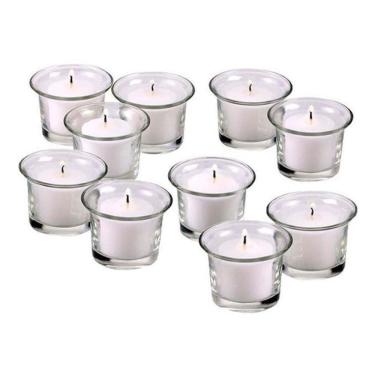 Imagem de Kit 6 Velas Castiçal Vidro Rechaud Copo Porta Vela Casamento