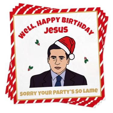 Imagem de Guardanapos de coquetel de Natal The Office, pacote com 50 guardanapos de papel engraçados para jantar de férias, suprimentos de decoração de festa de aniversário, presentes de TV de escritório