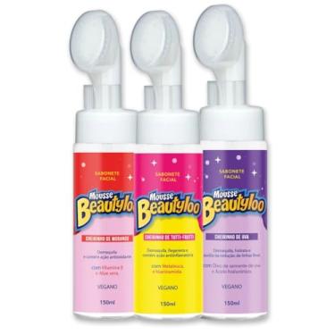 Imagem de Kit 3 ou 4 Sabonete Mousse de Limpeza Facial com cherinho de Chiclete Face Beautiful Beautyloo150ml (Kit 03)