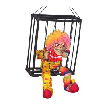 Imagem de Esquirla Enfeites de brinquedo pendurados de Halloween de prisioneiro falante assustador, esqueleto luminoso e assustador, decorações animadas gritando para, Amarelo