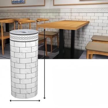 Imagem de Papel de parede decorativo de 500 x 90 cm, impermeável, adequado para restaurantes, hotéis e residências. PVC + folha de alumínio (tijolos brancos)