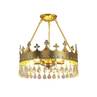 Imagem de Lustres de cristal de luxo, pingente de cristal de coroa rosa/dourado LED, luminária suspensa, lustre decorado inovador para sala de estar, quarto, sala de jantar, restaurante, sala de estar