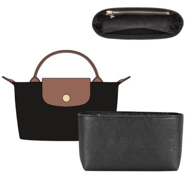 Imagem de Doxo Organizador de bolsa para Longchamp Le Pliage Mini e mais, leve à prova d'água DupontPaper Bag Inner Linner Shaper, mantém as bolsas em forma e organizadas (preto completo, mini)