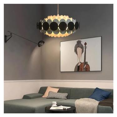 Imagem de Luminária de teto decorativa LED Metal - Luminária de sala de jantar escandinava, luminária redonda para quarto, decoração para casa, lâmpadas de lustre