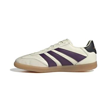 Imagem de adidas Tênis unissex Freestyle Indoor, Marfim/Aurora Plum/Dourado Metálico, 9.5 Women/8.5 Men