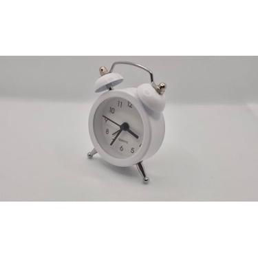 Imagem de CircuitStream Mini Despertador Retrô de Metal - Estilo Vintage Compacto com Alarme Eletrônico e Pintura Epóxi (Branco)