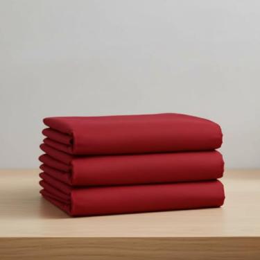 Imagem de Lençol Liso Elástico Casal Confort Em Malha 100% Algodão (vermelho)