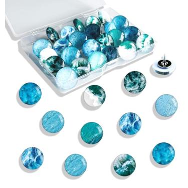 Imagem de Pinos decorativos de oceano, tachas de polegar para quadro de avisos, decorações de quadro de avisos, mapas de parede de fotos, linda tachinha para acessórios de mesa, decoração de sala de aula