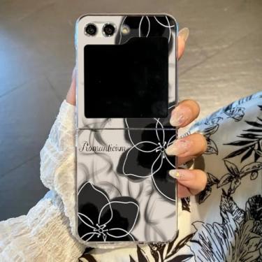 Imagem de Capa para Samsung Z Flip6 com estampa floral romântica e rígida, dobrável e transparente (para Samsung Z Flip6/A642)