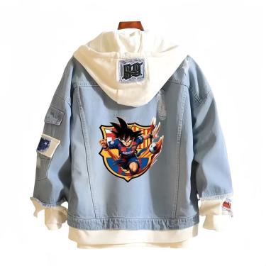 Imagem de Jaqueta jeans casual com impressão digital Barcelona Dragon Ball
