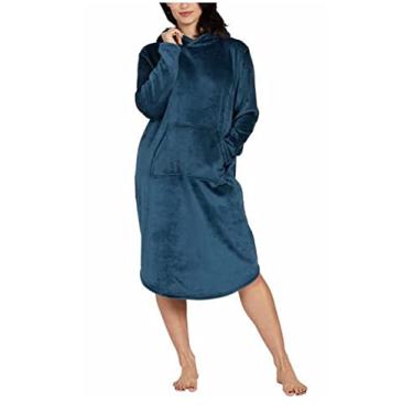 Imagem de 32 Degrees Heat Espreguiçadeira feminina com capuz e pelúcia aconchegante, Azul-petróleo, S/M