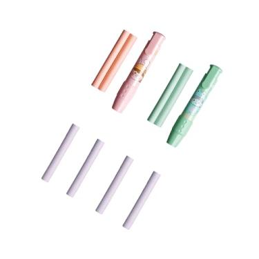 Imagem de GZBABY Click Erasers, pacote com 2, borrachas retráteis com refis 8 peças, borracha estilo caneta, clicável (verde, rosa)