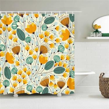 Imagem de Cortina de chuveiro de tecido de folhas de qualidade, à prova d'água, plantas, flores, folhas, cortinas de banho para banheiro, decoração com ganchos, JK7391, L90 x A180 cm