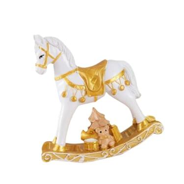 Imagem de Generic Pequeno cavalo de balanço de Natal, decoração, escultura de cavalo de balanço, estatueta em miniatura para mesa, casamento, loja, armário, Ouro