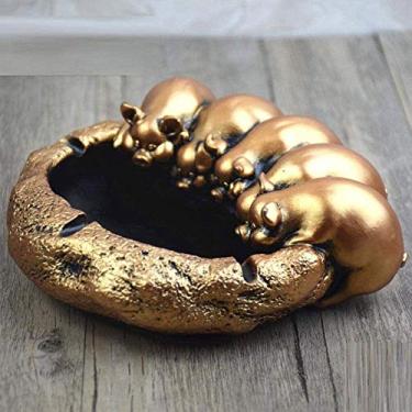 Imagem de Cinzeiro de cigarro para uso interno ou externo Cinzeiro para uso interno com tampa Cinco porquinhos cinzeiro elegante personalidade grande decoração decoração de casa