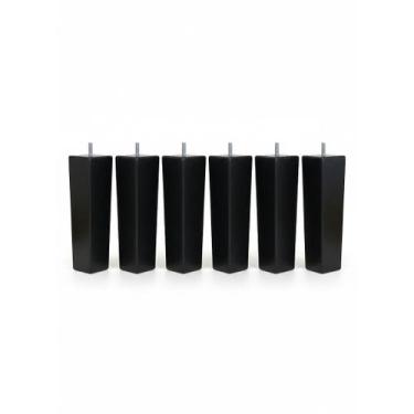 Imagem de Kit 6 Pés Quadrados para Cama Box Madeira 25cm Preto - Imacá