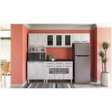 Imagem de Armário de Cozinha Compacta Telasul Cristal 9 Portas de Aço, Branco