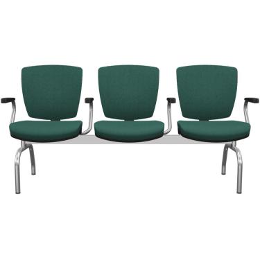 Imagem de Cadeira Longarina 3 Lugares Aeroporto Recepção Cromado Baixa Flexi P03 Poliéster Verde - Lyam