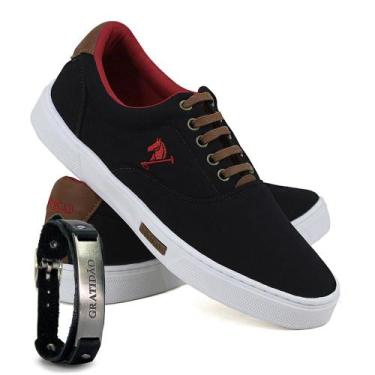 Imagem de Kit Sapatênis Lona Amarração com Pulseira Masculino Casual - Polo Joy,