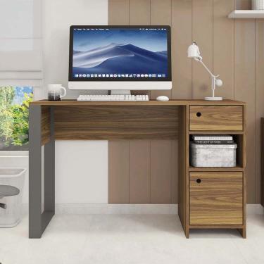 Imagem de Escrivaninha Mesa Computador Com Gaveteiro 125cm Anelise Bege Amarelado/Preto C01 - D'Rossi