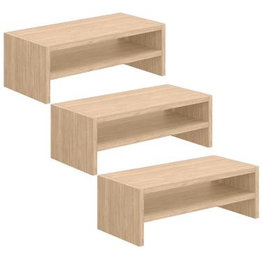 Imagem de Kit 03 Suportes Stand Para Monitores Mesa Escritório Home Office Lap L03 Amadeirado - Lyam